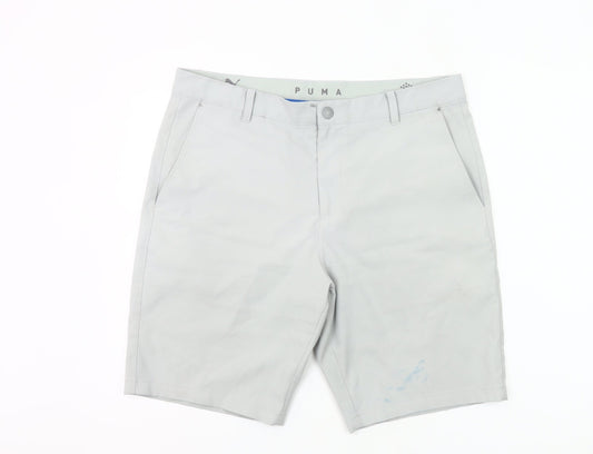 Additional front view of Puma women’s grey chino shorts, size UK 24, regular fit casual summer