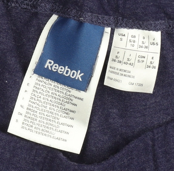 Reebok Womens Blue Jogger Trousers Size 10 Cotton Blend Stretch