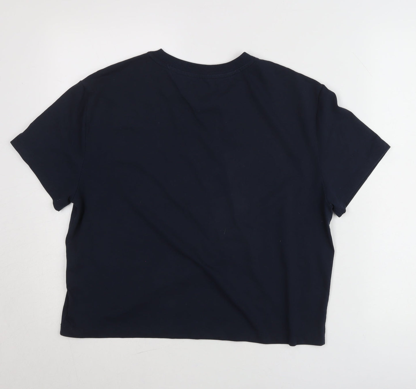 Tommy Jeans Womens Blue L Basic Short Sleeve T-Shirt Cotton