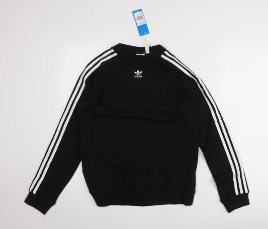 Adidas Womens Black Crew Neck Pullover Jumper Size 12 Regular