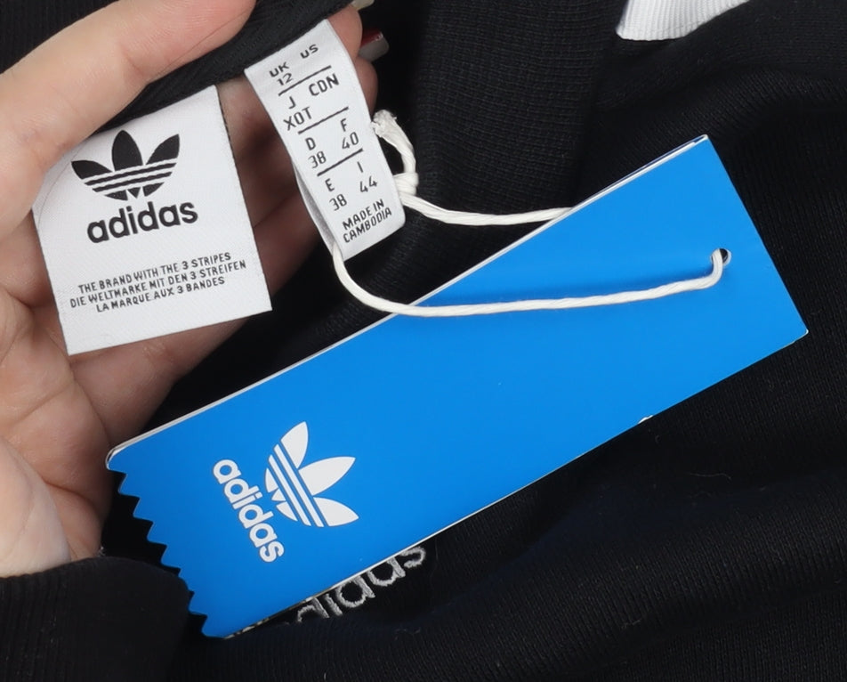 Adidas Womens Black Crew Neck Pullover Jumper Size 12 Regular