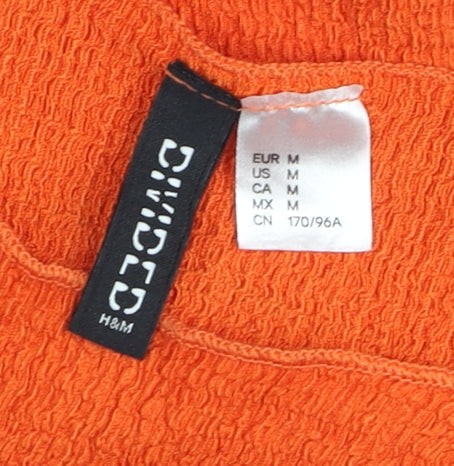 H&M Women’s Orange Camisole Tank Top Size 12 Sleeveless Ruched Tie