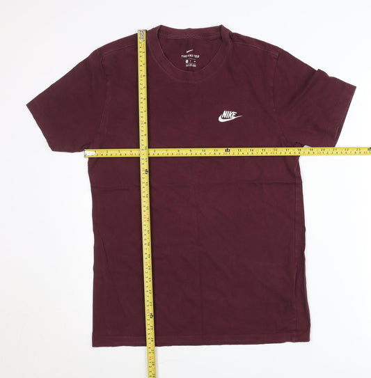 Nike Men's Red Small Crew Neck Short Sleeve Cotton T-Shirt