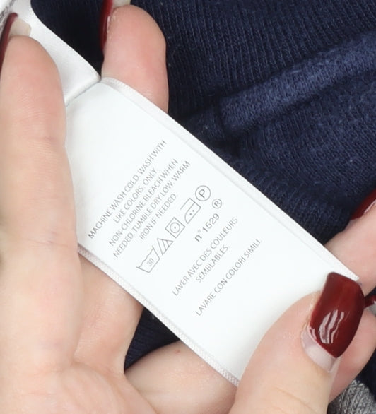 Ralph Lauren Teens Blue Grey Striped Cotton 1/4 Zip Jumper L