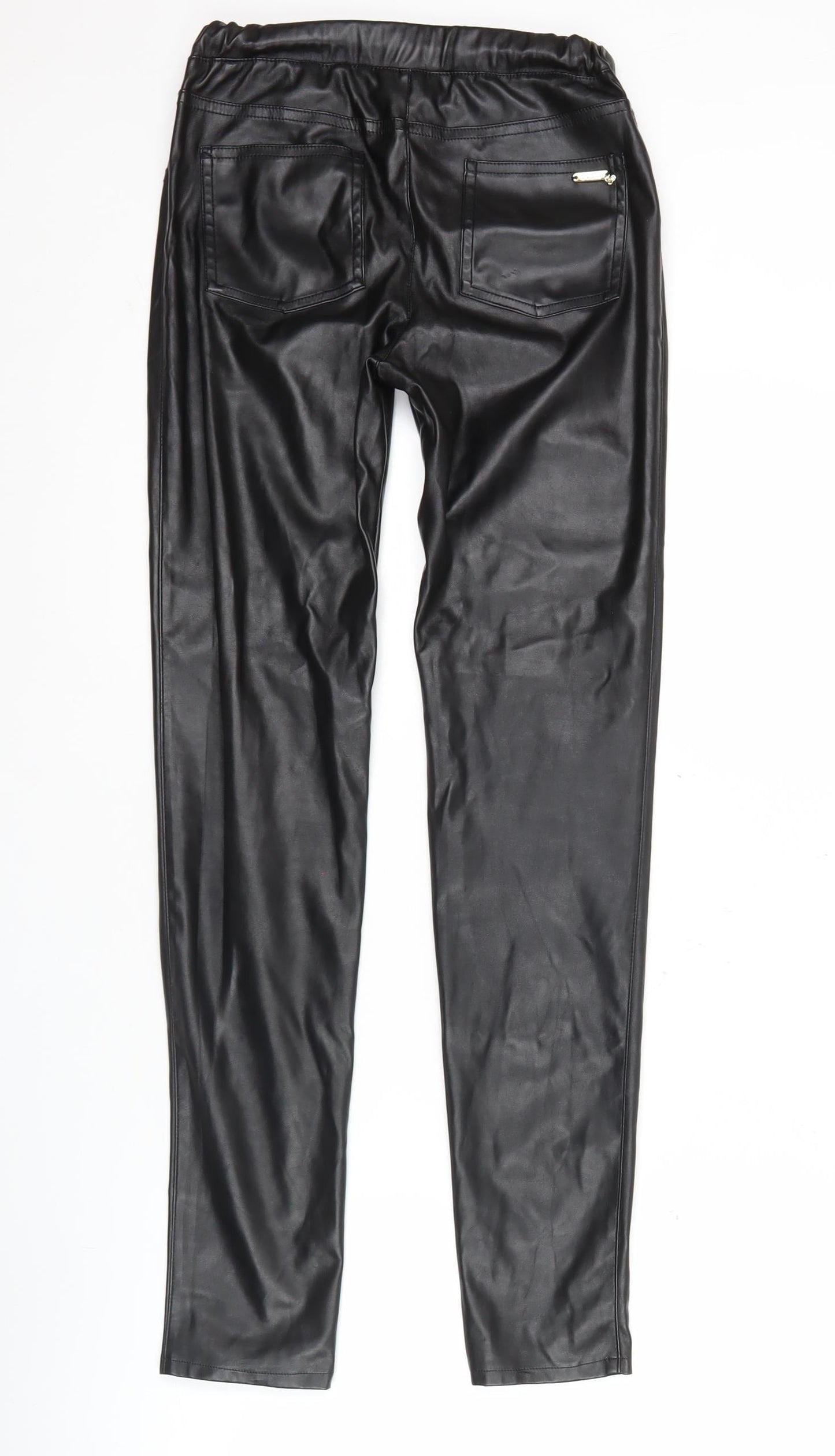 Guess Womens Black Faux Leather Leggings Size 16 Skinny Fit