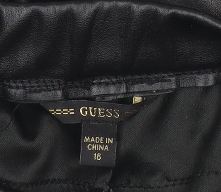 Guess Womens Black Faux Leather Leggings Size 16 Skinny Fit