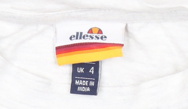 Ellesse Womens White UK 4 Cotton T-Shirt Short Sleeve Casual