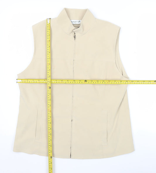Jumper Womens Beige Waistcoat Size 12 Sleeveless Zip Jacket