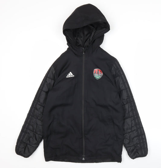 Adidas Boys Black 9-10Y Hooded Puffer Jacket Cork City FC Zip Coat