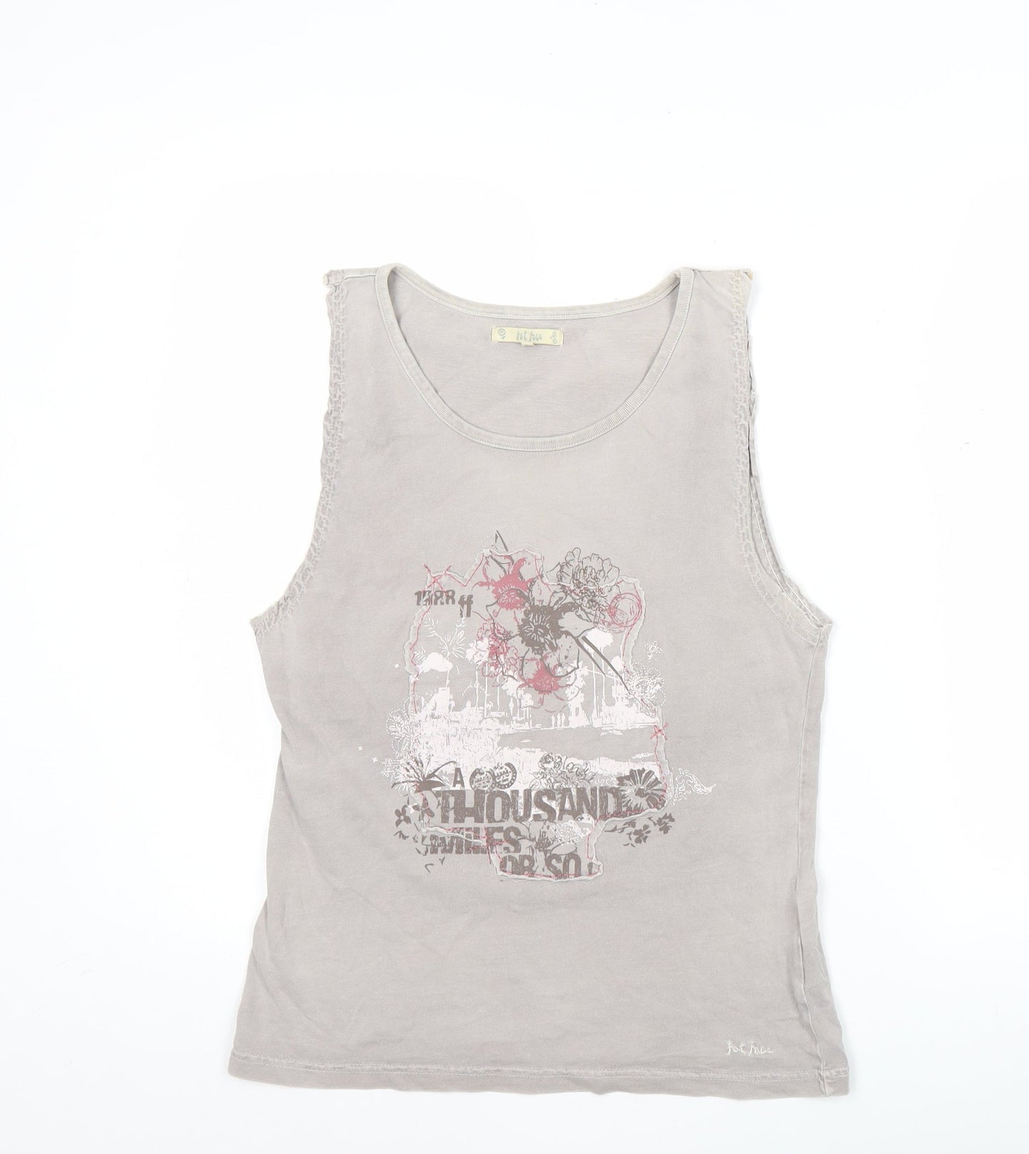 Fat Face Womens Grey Tank Top Size 14 Cotton Scoop Neck Casual