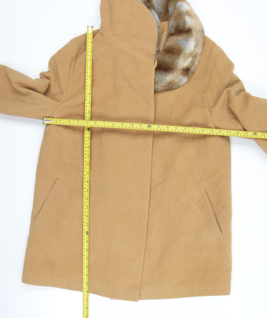 Creation Julex G.S Women’s Beige Wool Mid-Length Coat S Fur Trim