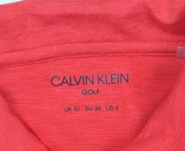 Calvin Klein Women Red Polo Shirt UK 10 Slim Fit Golf Activewear