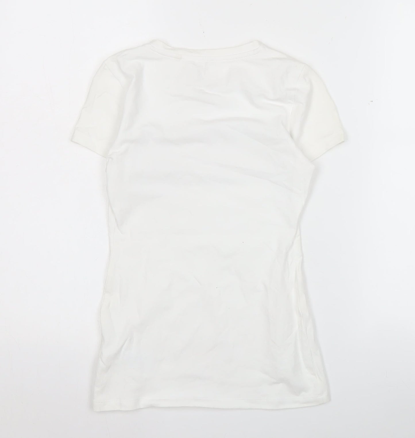 Guess Womens White XS Slim Fit Sequin Logo T-Shirt