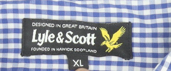 Lyle & Scott Men's Blue Check Cotton Button-Up Shirt XL