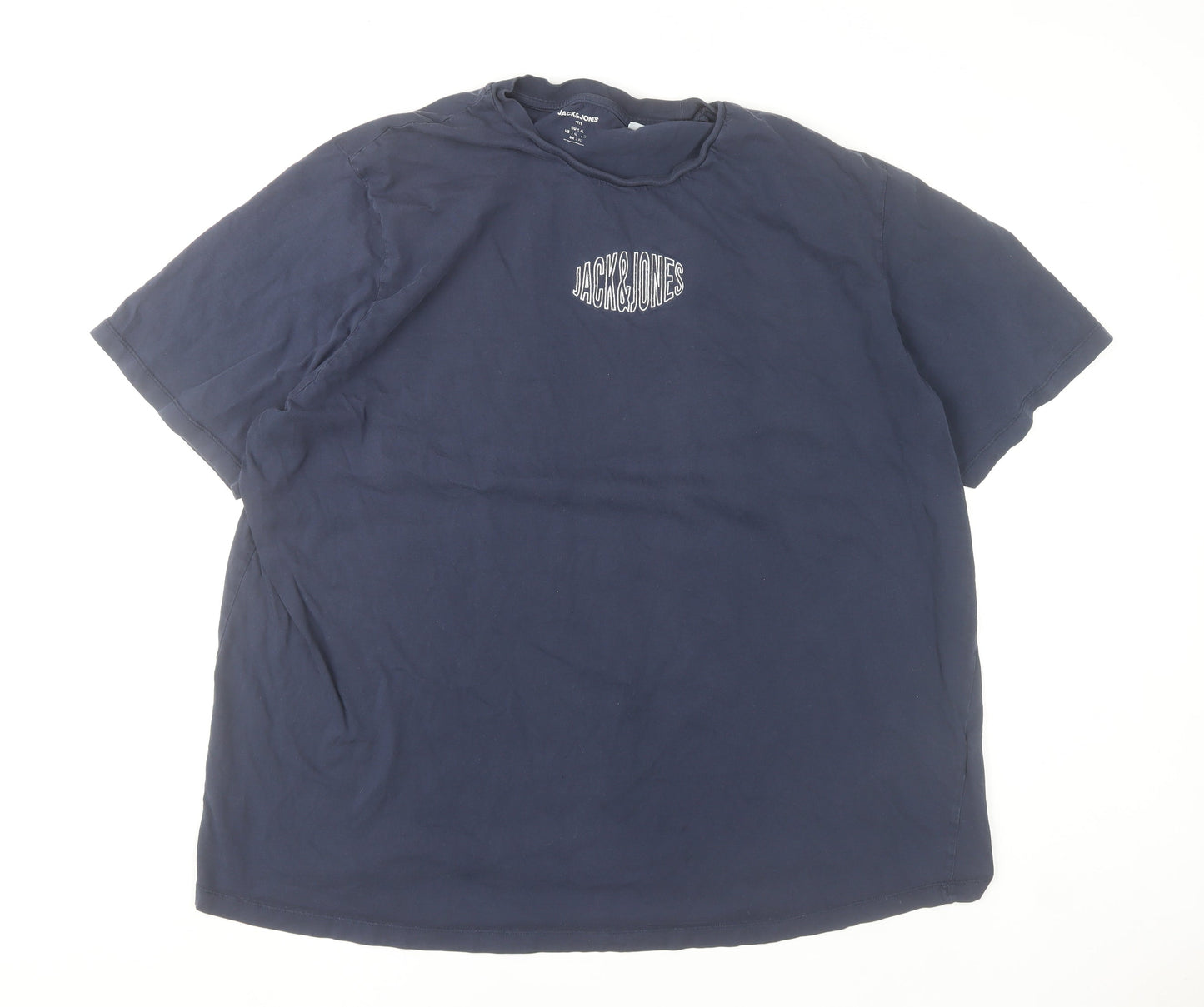Jack & Jones Men's Blue 2XL Relaxed Fit Cotton Crew Neck T-Shirt