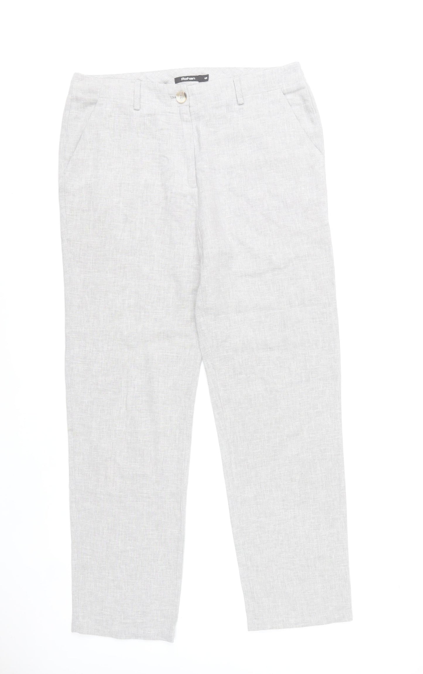 Rohan Womens Grey Linen Cotton Chino Trousers Size 12 Regular