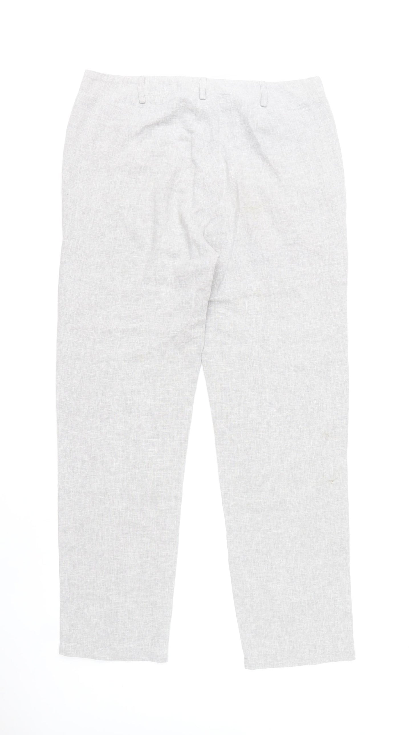 Rohan Womens Grey Linen Cotton Chino Trousers Size 12 Regular
