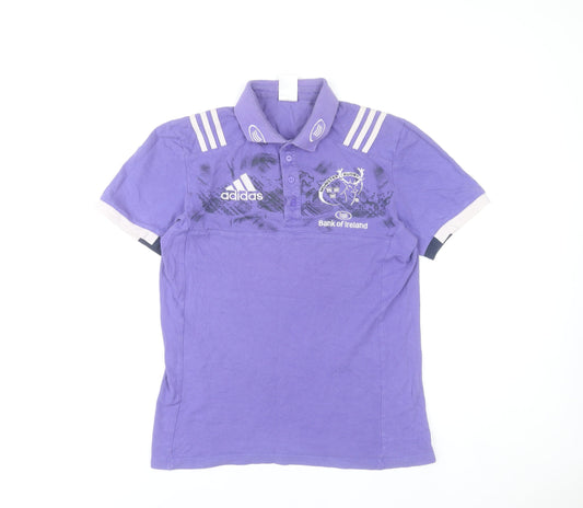 Adidas Men’s Purple Munster Rugby Polo Shirt Size S Cotton