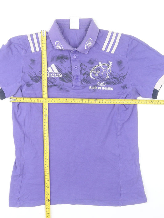 Adidas Men’s Purple Munster Rugby Polo Shirt Size S Cotton