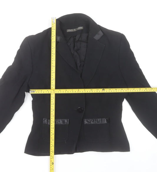 Pied A Terre Womens Black Blazer Jacket Size 12 Single Breasted Notch Lapel