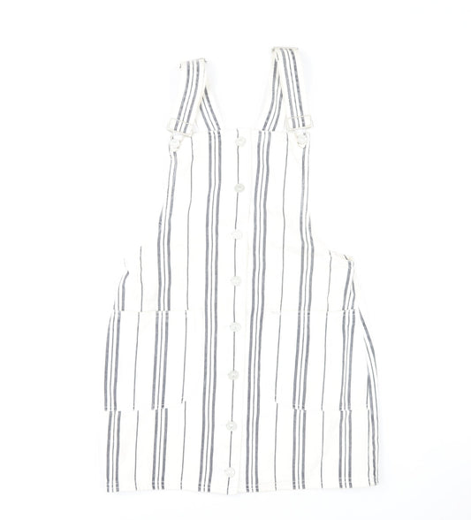 Diesel Women’s White Striped Cotton Pinafore Dress Size 8