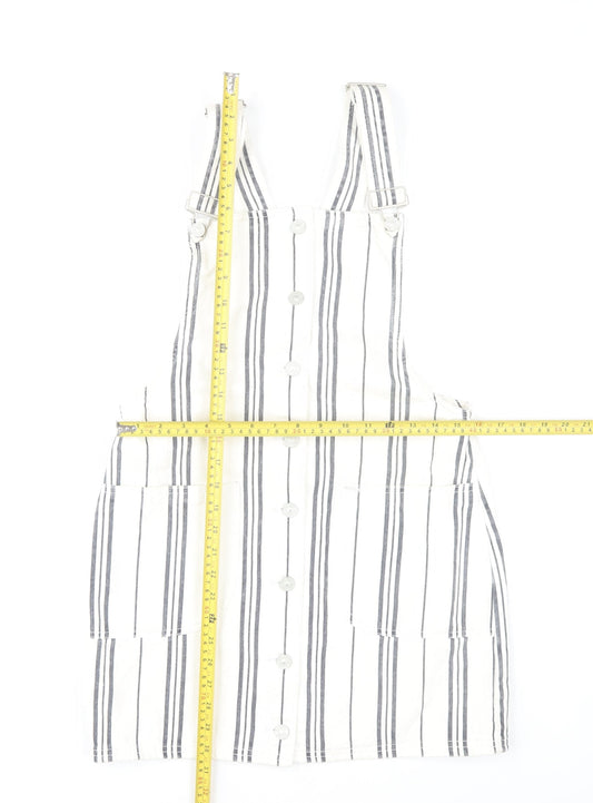 Diesel Women’s White Striped Cotton Pinafore Dress Size 8