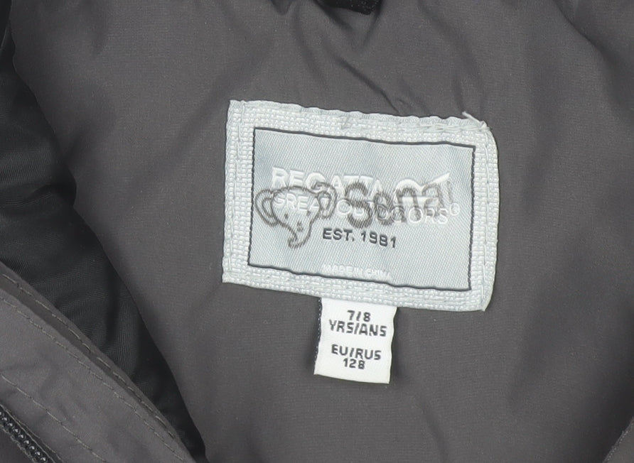 Regatta Boys Grey Puffer Jacket Age 8 Years Hooded Winter Coat