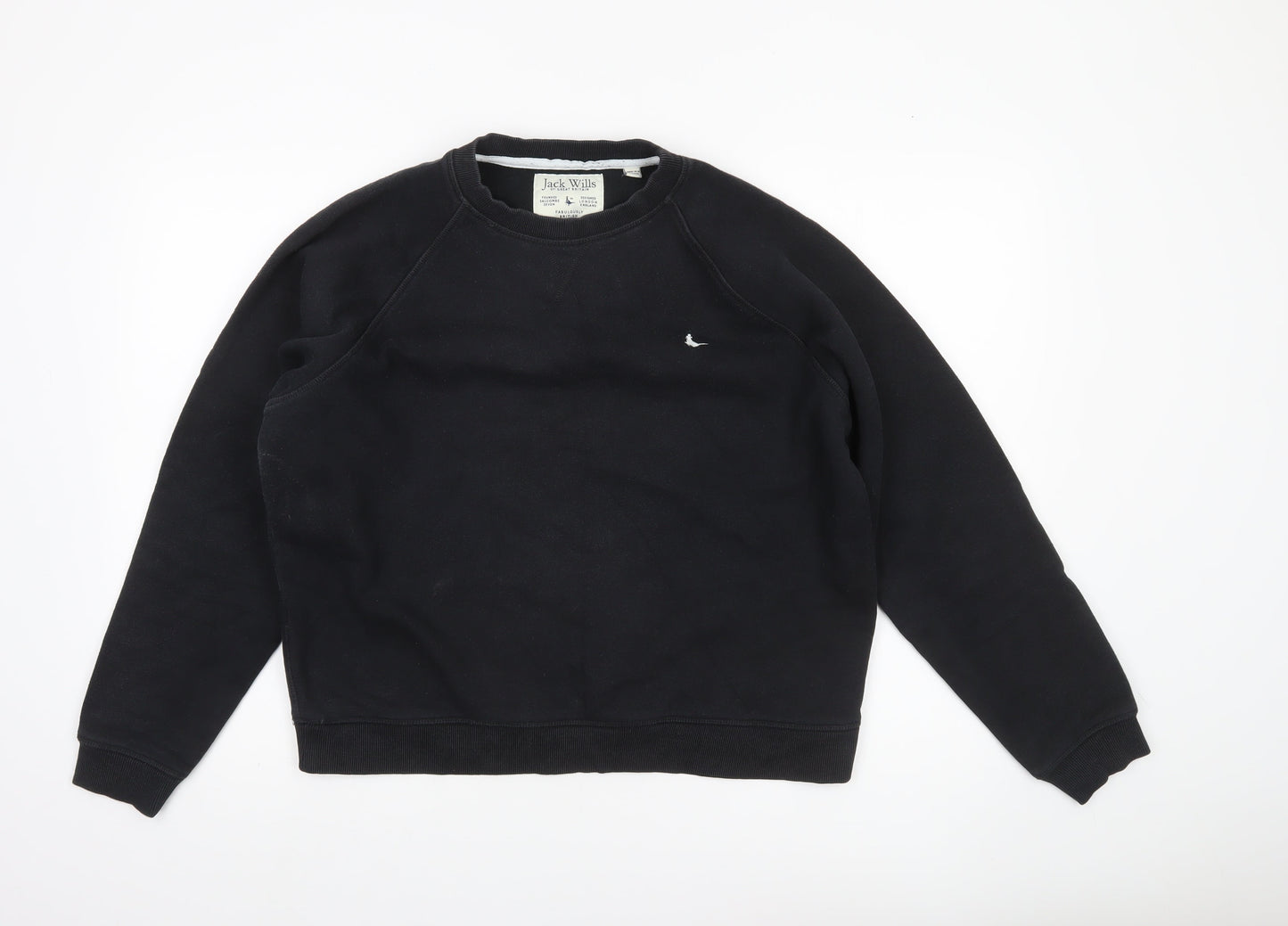 Jack Wills Women's Black Size 14 Crew Neck Cotton Sweatshirt