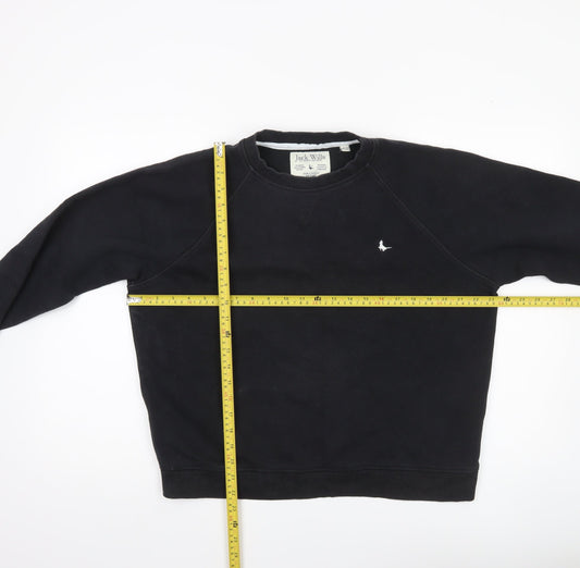 Jack Wills Women's Black Size 14 Crew Neck Cotton Sweatshirt