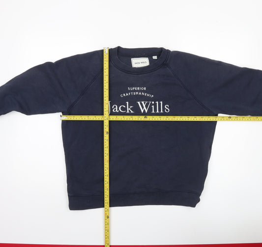 Jack Wills Women’s Navy Sweatshirt UK 10 Cotton Blend Logo