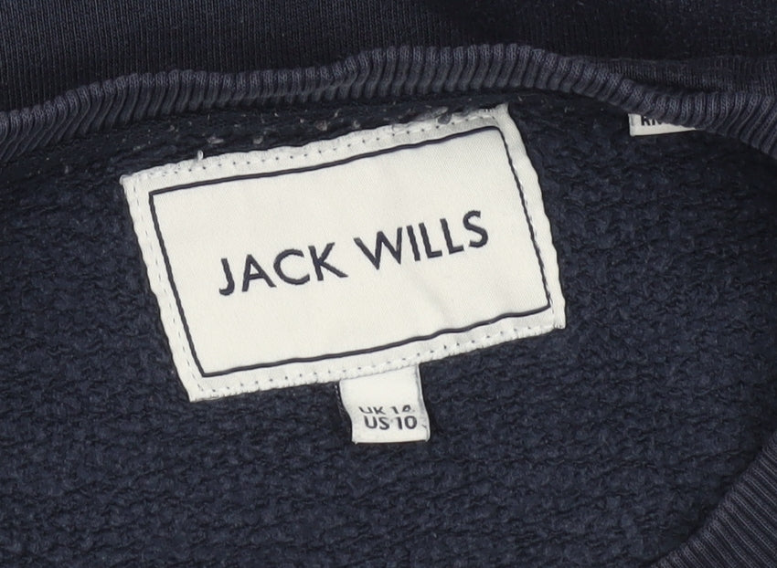 Jack Wills Women’s Navy Sweatshirt UK 10 Cotton Blend Logo