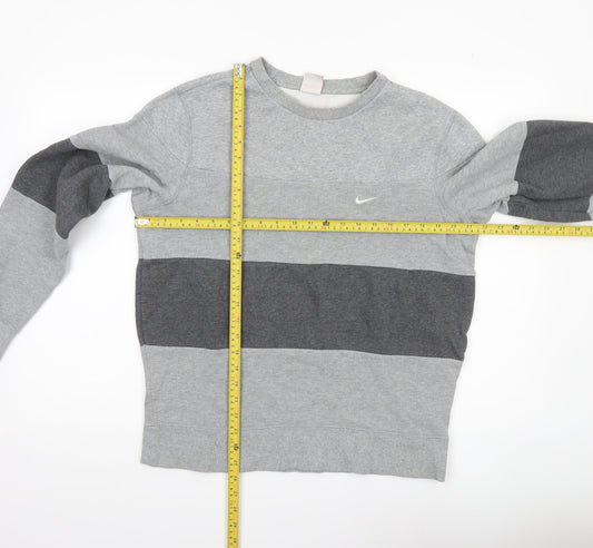 Nike Men’s Grey Stripe Pullover Sweatshirt Size L Logo Sportswear