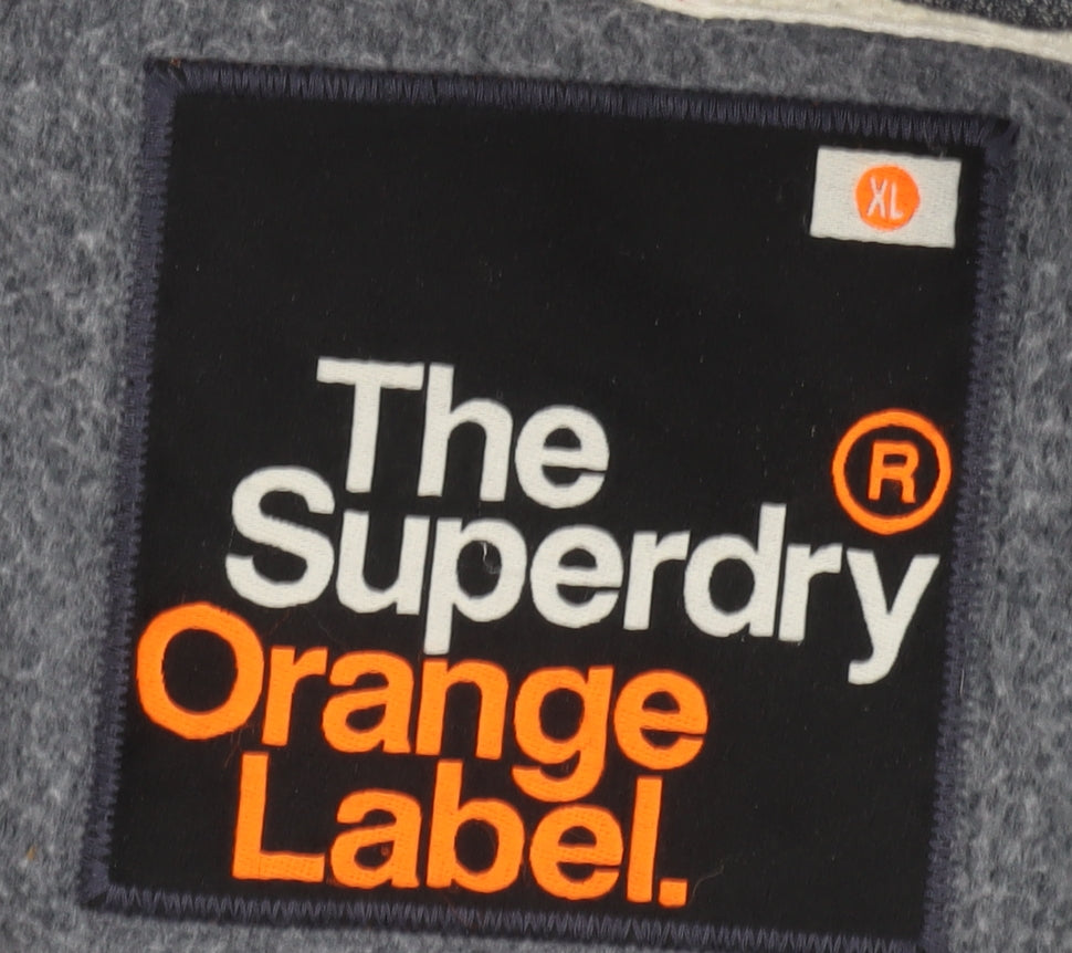 Superdry Men’s Grey Full Zip Hoodie XL Logo Drawstring Pockets