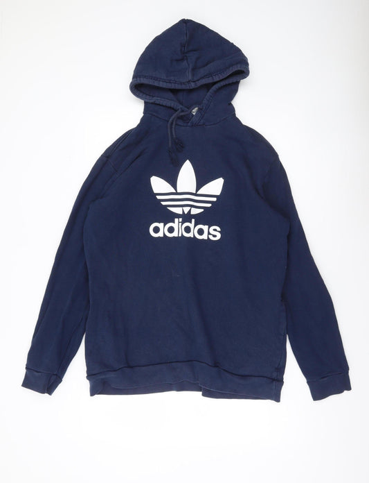Adidas Men’s Blue Pullover Hoodie L Sports Logo Sweatshirt