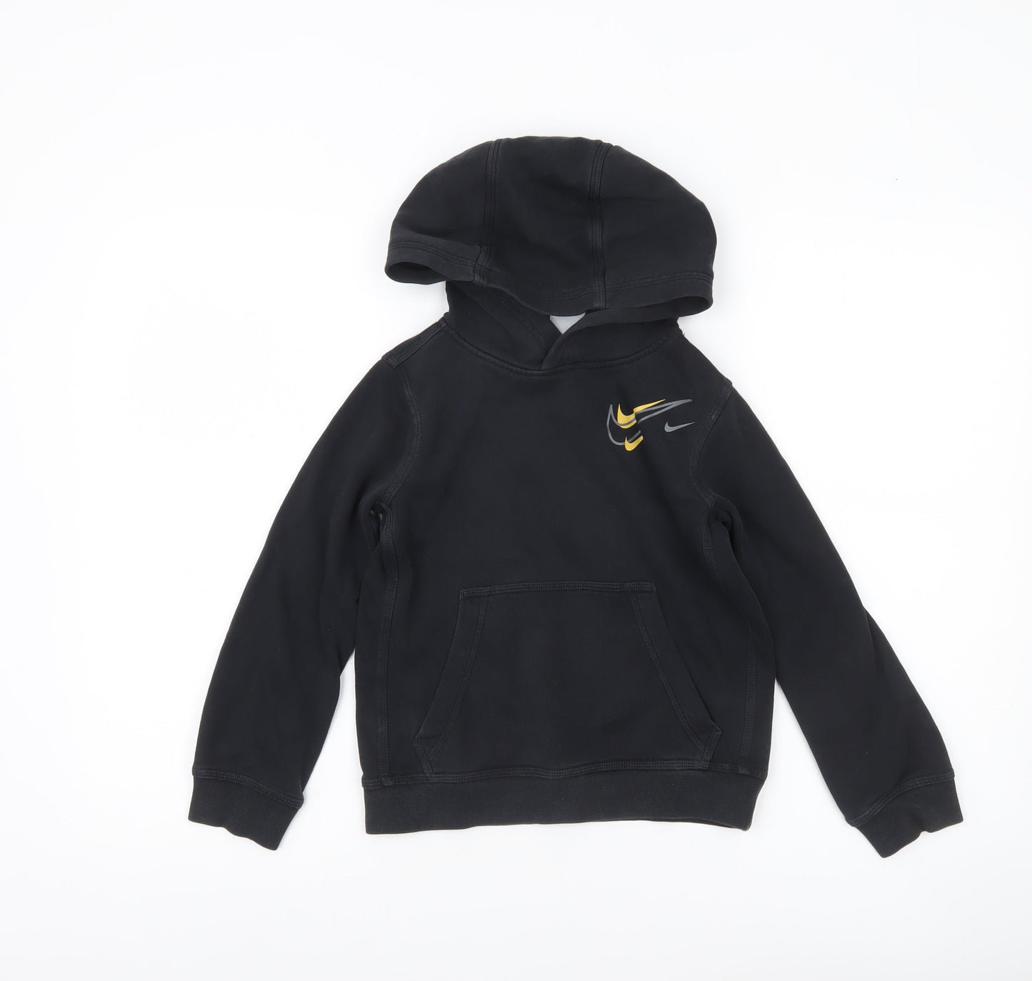 Nike Boys Black Pullover Hoodie XS 7 Years Logo Sports Hooded Sweatshirt