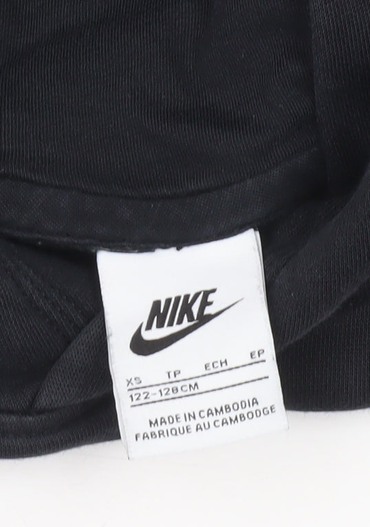 Nike Boys Black Pullover Hoodie XS 7 Years Logo Sports Hooded Sweatshirt