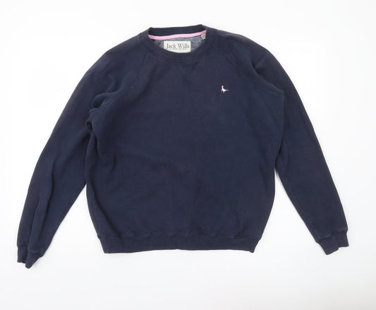 Jack Wills Women’s Navy Blue Crew Neck Sweatshirt UK 12 Cotton Blend
