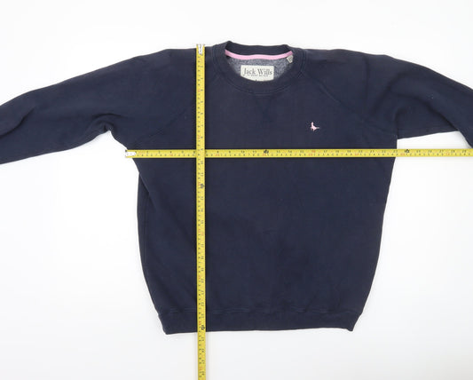 Jack Wills Women’s Navy Blue Crew Neck Sweatshirt UK 12 Cotton Blend