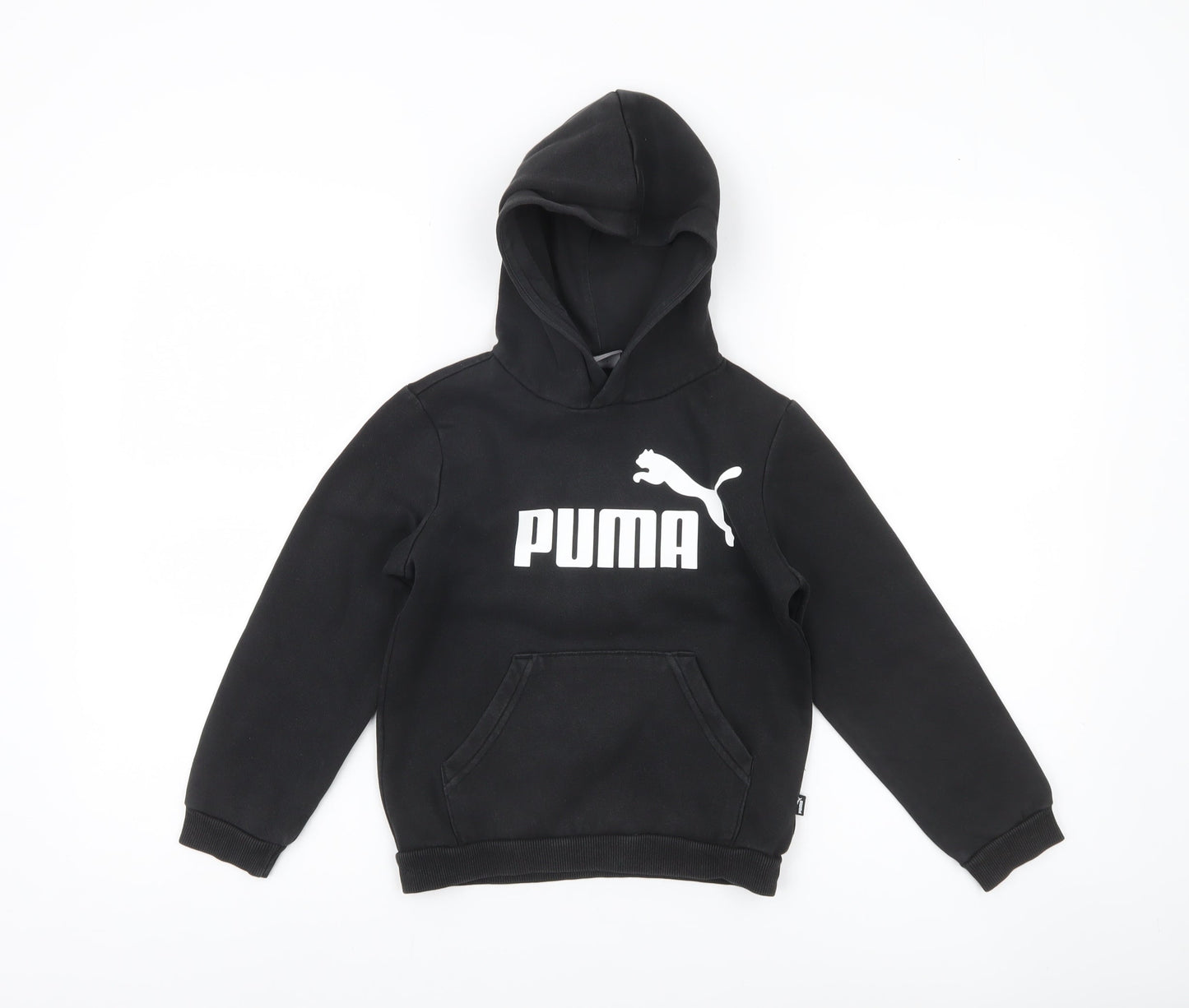 Puma Boys Black Pullover Hoodie 7-8 Years Logo Sports Casual