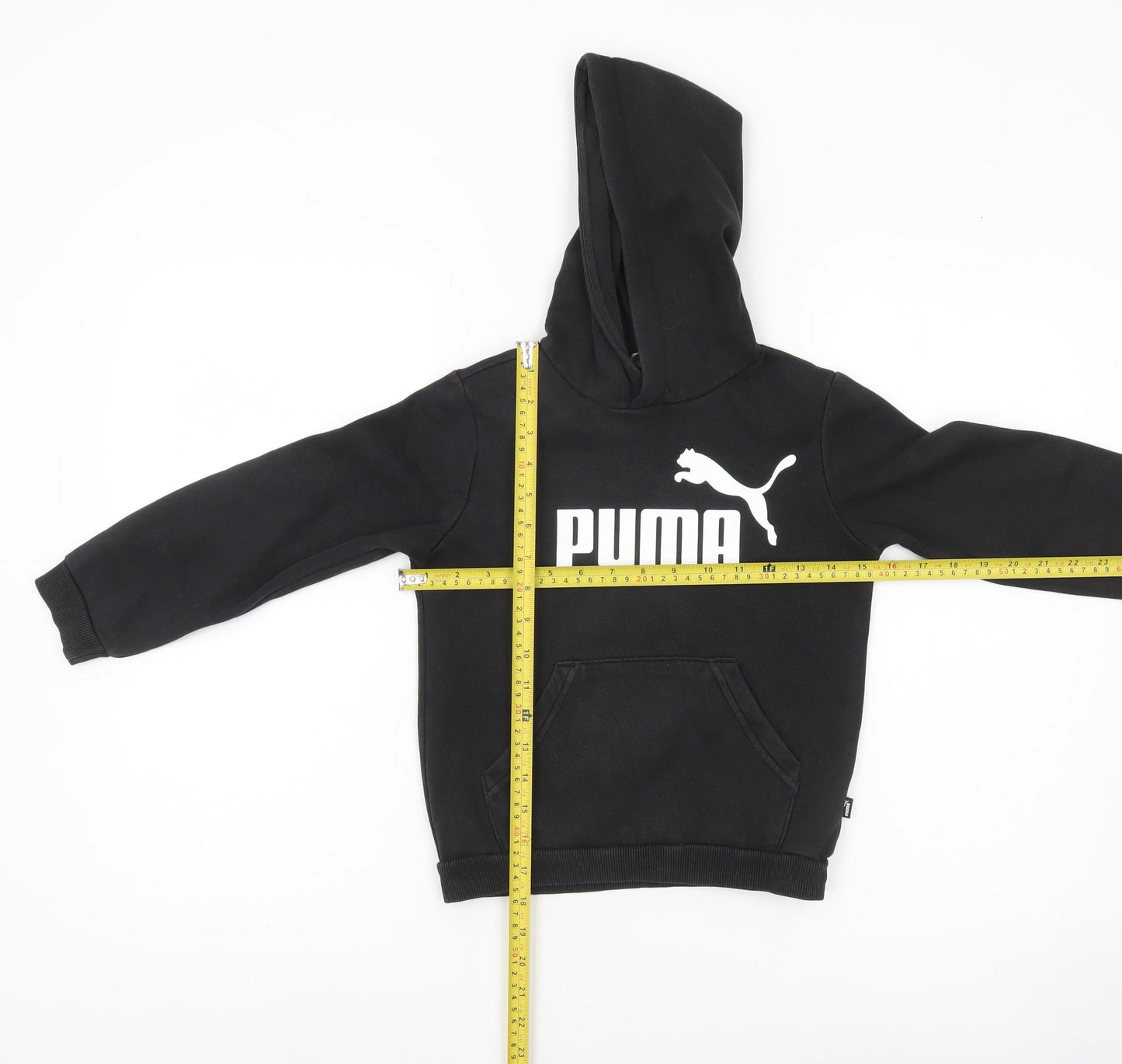 Puma Boys Black Pullover Hoodie 7-8 Years Logo Sports Casual