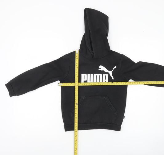 Puma Boys Black Pullover Hoodie 7-8 Years Logo Sports Casual