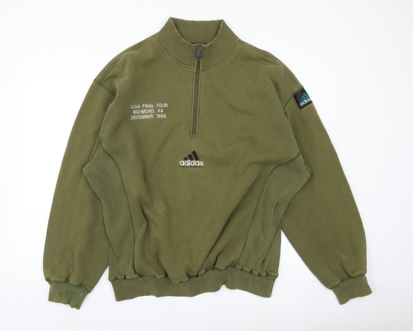Adidas Men’s Green XL 1/4 Zip Sweatshirt Mock Neck Vintage 90s Sports