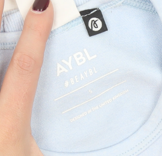 AYBL Women’s Blue Long Sleeve Cropped Gym Top Size S Slim Fit