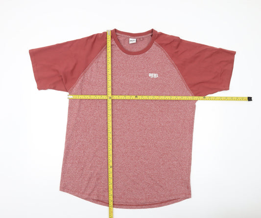 Diesel Mens 2XL Red Crew Neck Short Sleeve Cotton Blend T-Shirt
