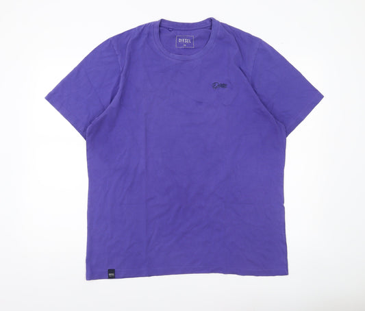Diesel Men's Purple 2XL Crew Neck Cotton Jersey T-Shirt