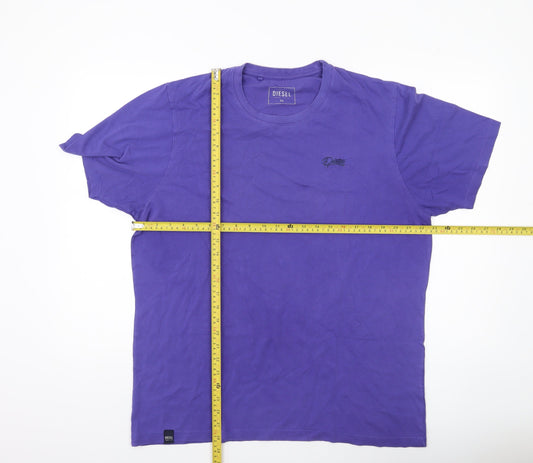 Diesel Men's Purple 2XL Crew Neck Cotton Jersey T-Shirt