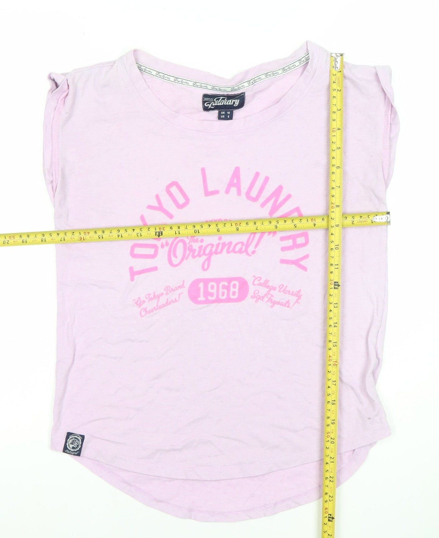 Tokyo Laundry Womens Pink Size 10 Sleeveless Crew Neck Printed T-Shirt