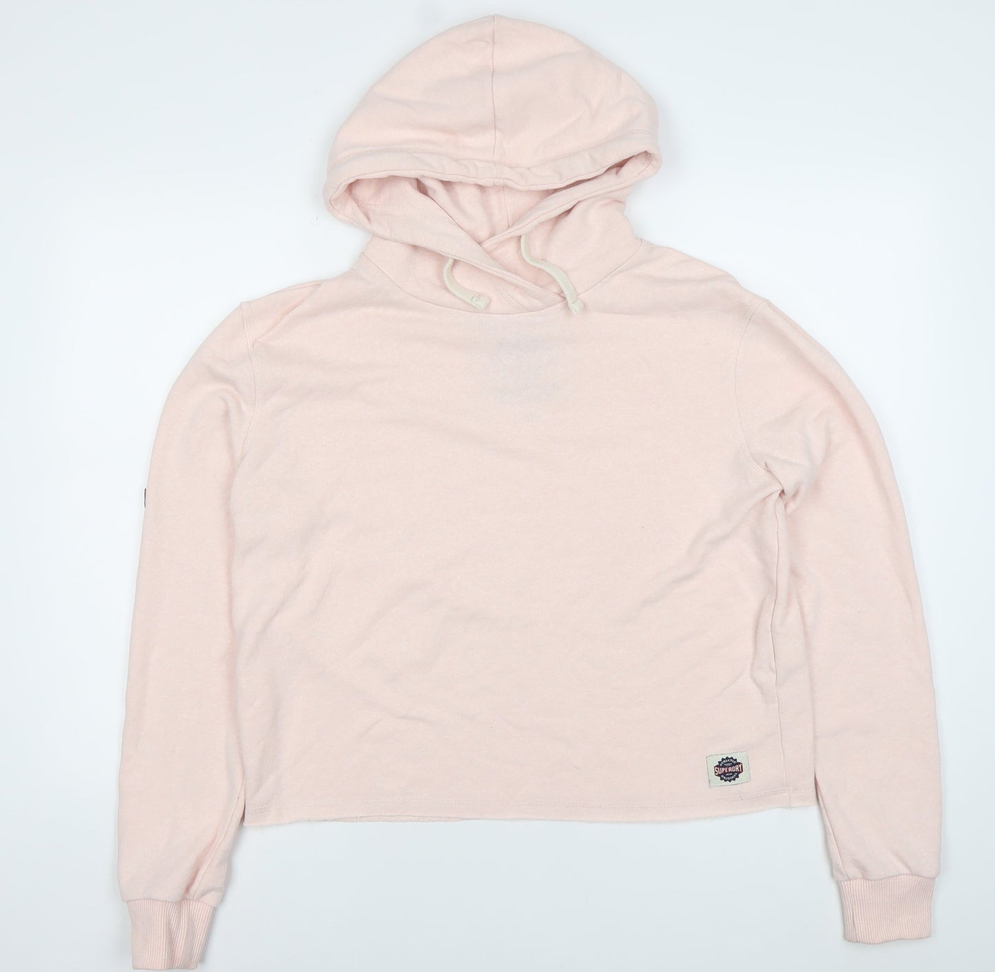 Superdry Womens Pink Pullover Hoodie Size M Cotton Blend