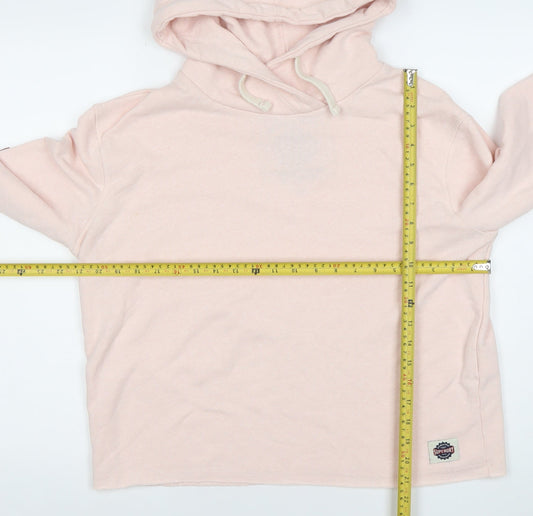 Superdry Womens Pink Pullover Hoodie Size M Cotton Blend