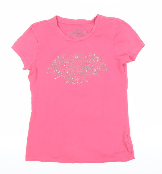 Tommy Hilfiger Womens Pink Rhinestone T-Shirt Size M